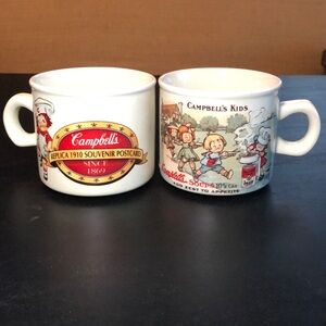 Vintage 1994 Campbell's Kids Soup Ceramic Coffee Mug Set, Replica 1910 Postcard
